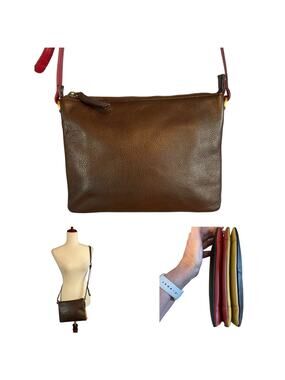 Marta Ponti Genuine Portuguese Leather Crossbody Brown Tri-Color Purse Handbag